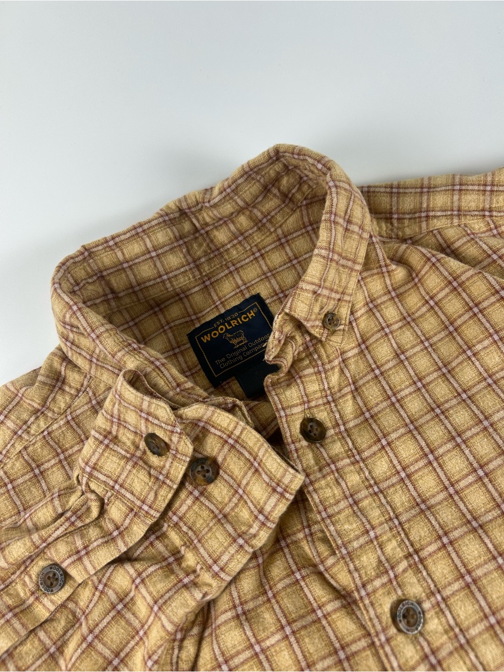 Woolrich Men’s SZ L Tall Brown Plaid Flannel Long Sleeve Button Down Shirt